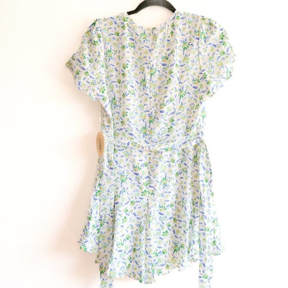ASOS/sisters of the tribe blue & green floral wrap romper with tie waist *nwt* - Picture 7 of 13